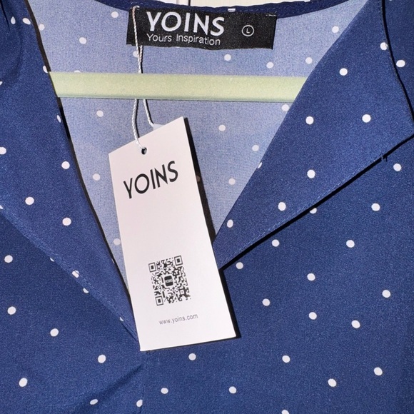 YOINS Navy Polka Dot dress - Picture 2 of 5